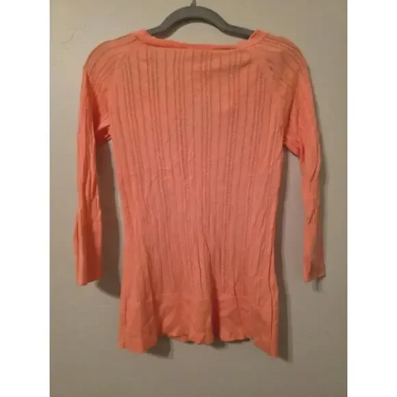 🧡 Aeropostale Ribbed Henley Knit Top (Size L) - Picture 2 of 4